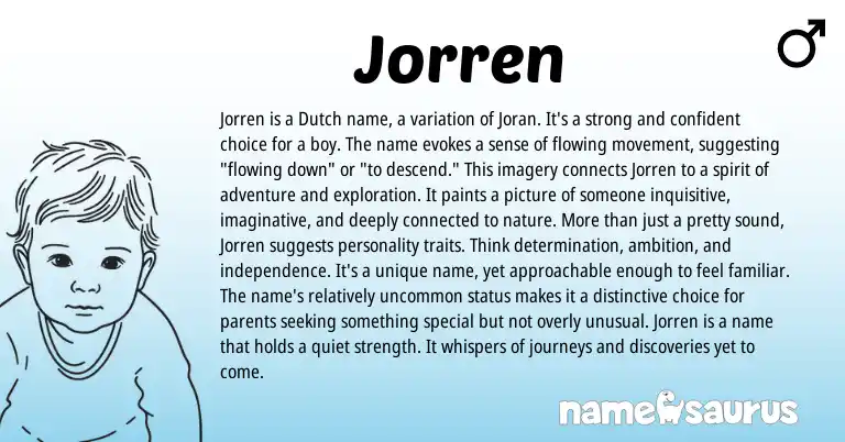 Infographic about Jorren name meaning, Jorren is a name from Dutch origin(s).