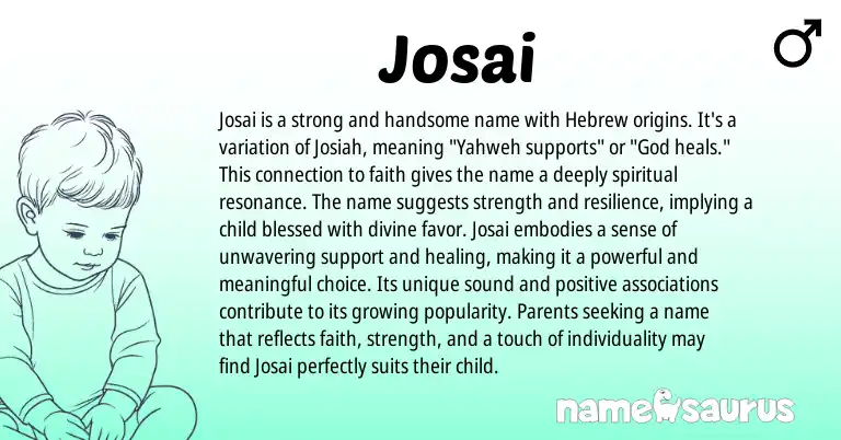 Infographic about Josai name meaning, Josai is a name from Hebrew origin(s).