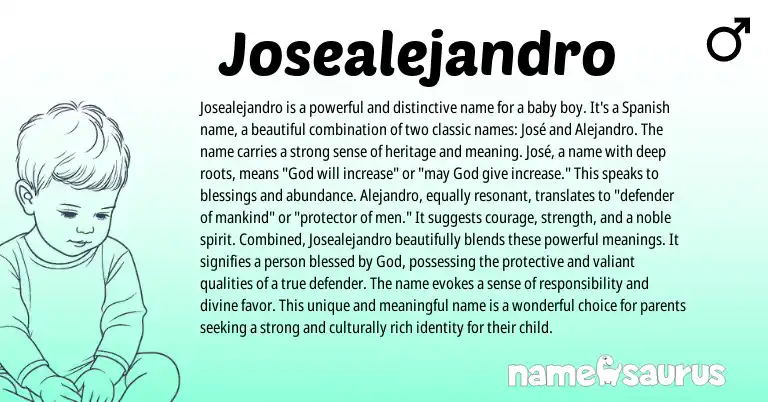 Infographic about Josealejandro name meaning, Josealejandro is a name from Spanish origin(s).