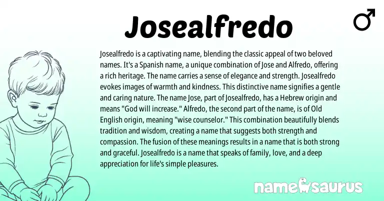Infographic about Josealfredo name meaning, Josealfredo is a name from Spanish origin(s).