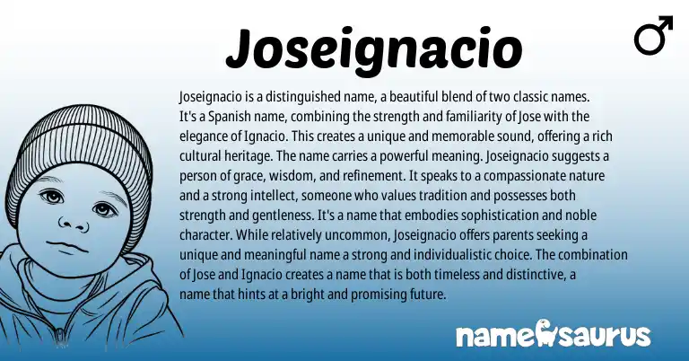 Infographic about Joseignacio name meaning, Joseignacio is a name from Spanish origin(s).
