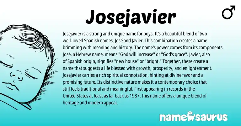 Infographic about Josejavier name meaning, Josejavier is a name from Spanish origin(s).