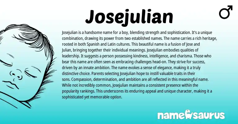 Infographic about Josejulian name meaning, Josejulian is a name from Latin, Spanish origin(s).
