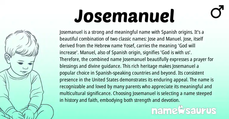 Infographic about Josemanuel name meaning, Josemanuel is a name from Hebrew, Spanish origin(s).