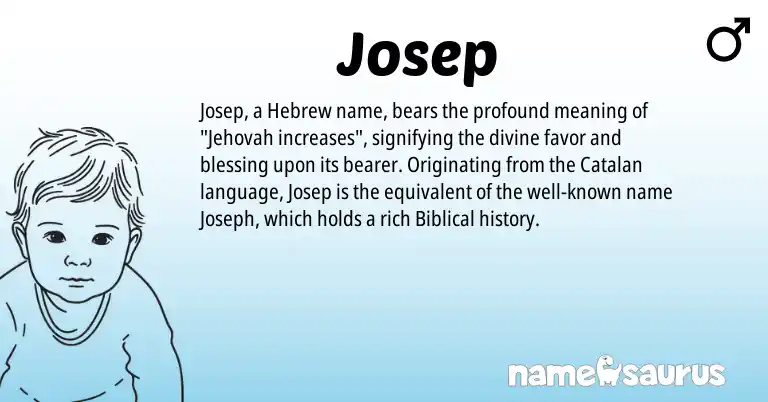 Infographic about Josep name meaning, Josep is a name from Catalan, Hebrew origin(s).