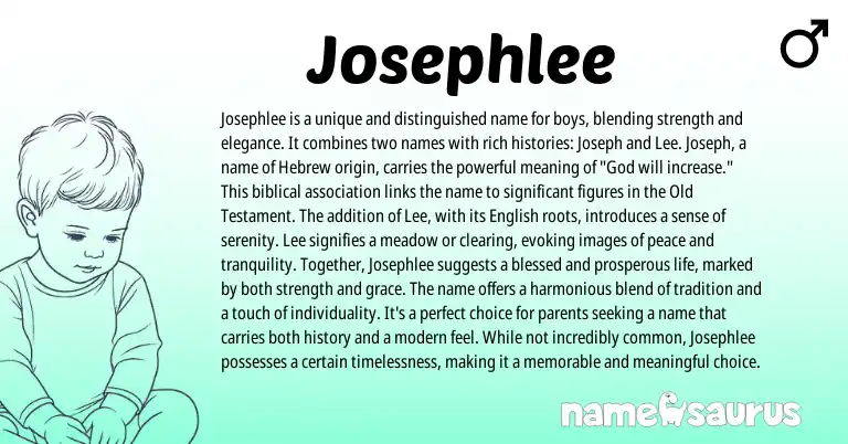 Infographic about Josephlee name meaning, Josephlee is a name from Hebrew origin(s).