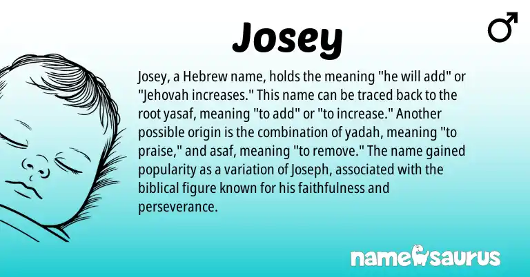 Infographic about Josey name meaning, Josey is a name from Hebrew origin(s).