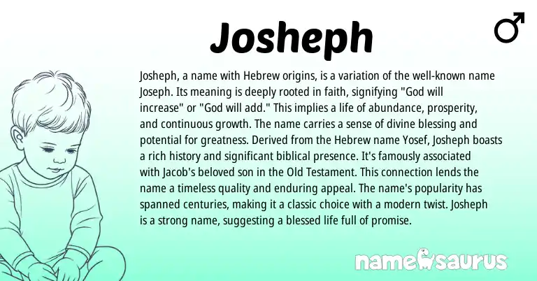 Infographic about Josheph name meaning, Josheph is a name from Hebrew origin(s).