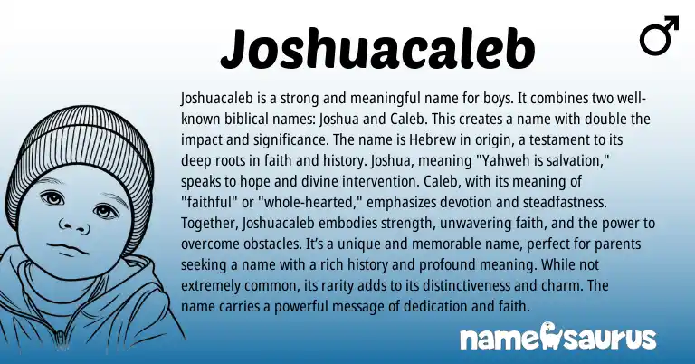 Infographic about Joshuacaleb name meaning, Joshuacaleb is a name from Hebrew, Biblical origin(s).