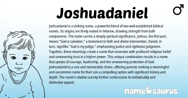 Infographic about Joshuadaniel name meaning, Joshuadaniel is a name from Hebrew origin(s).