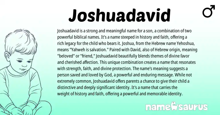 Infographic about Joshuadavid name meaning, Joshuadavid is a name from Hebrew, English origin(s).