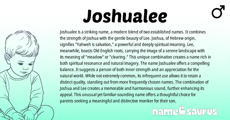 Infographic about Joshualee name meaning, Joshualee is a name from Hebrew, English origin(s).
