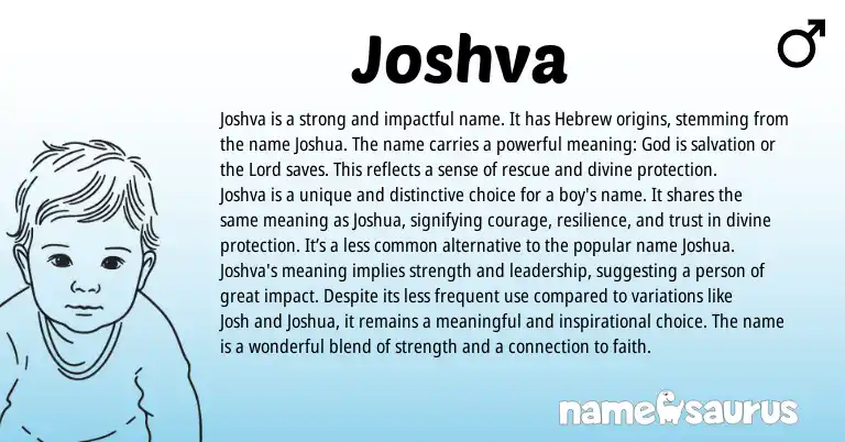 Infographic about Joshva name meaning, Joshva is a name from Indian, Hebrew origin(s).