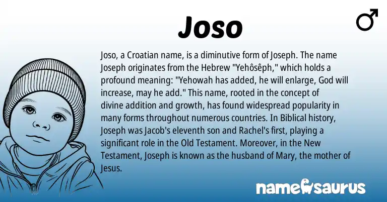Infographic about Joso name meaning, Joso is a name from Croatian, Hebrew origin(s).