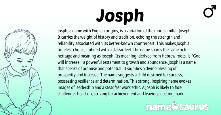 Infographic about Josph name meaning, Josph is a name from Hebrew origin(s).