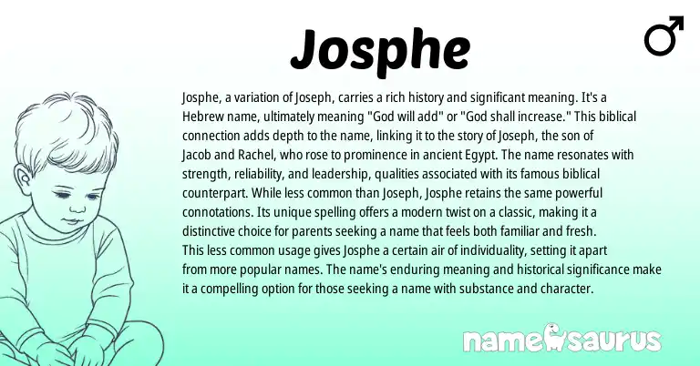 Infographic about Josphe name meaning, Josphe is a name from Hebrew, Arabic, Biblical origin(s).