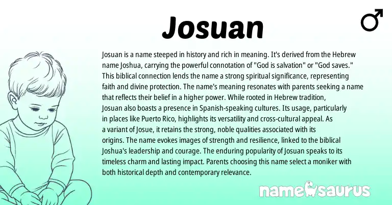 Infographic about Josuan name meaning, Josuan is a name from Hebrew origin(s).