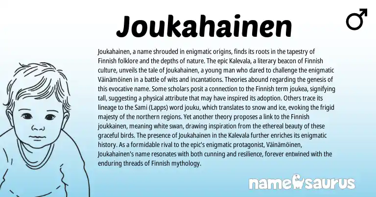 Infographic about Joukahainen name meaning, Joukahainen is a name from Finnish, Sami origin(s).