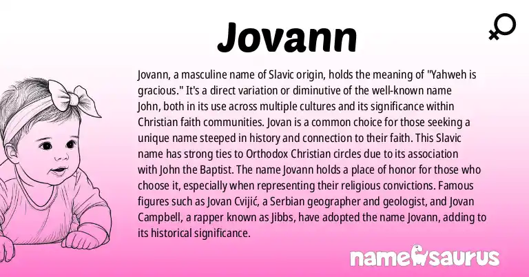 Infographic about Jovann name meaning, Jovann is a name from Slavic origin(s).