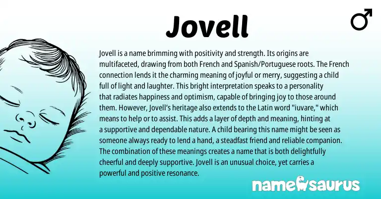 Infographic about Jovell name meaning, Jovell is a name from French, English origin(s).
