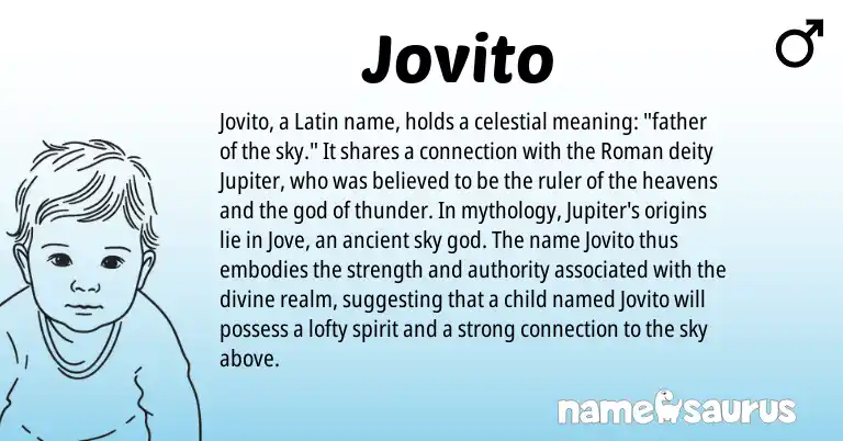 Infographic about Jovito name meaning, Jovito is a name from Roman, Latin origin(s).