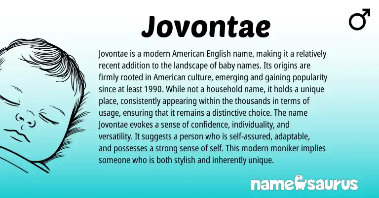 Infographic about Jovontae name meaning, Jovontae is a name from English origin(s).