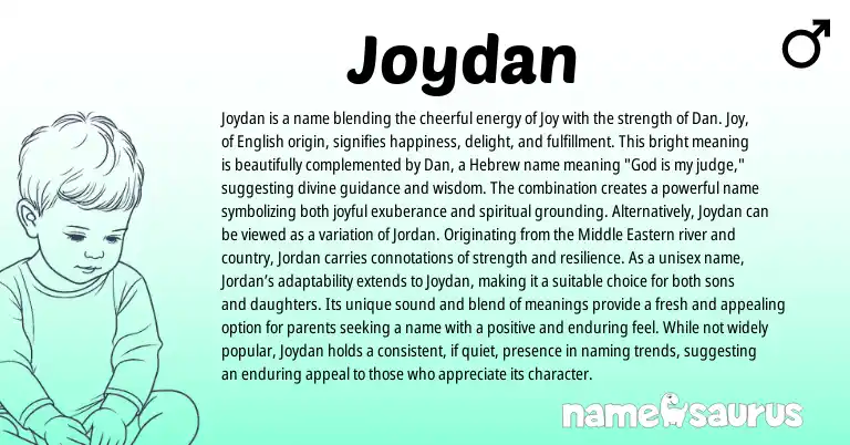 Infographic about Joydan name meaning, Joydan is a name from Hebrew, English origin(s).