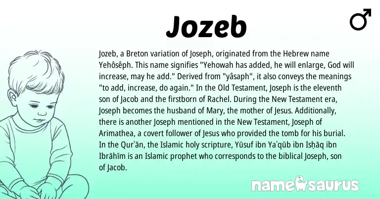 Infographic about Jozeb name meaning, Jozeb is a name from Hebrew, Breton origin(s).
