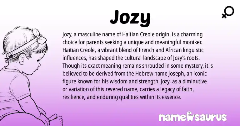 Infographic about Jozy name meaning, Jozy is a name from Haitian Creole origin(s).