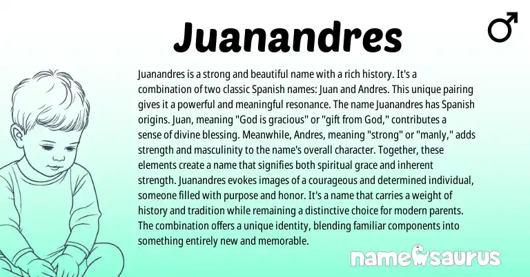 Infographic about Juanandres name meaning, Juanandres is a name from Spanish origin(s).