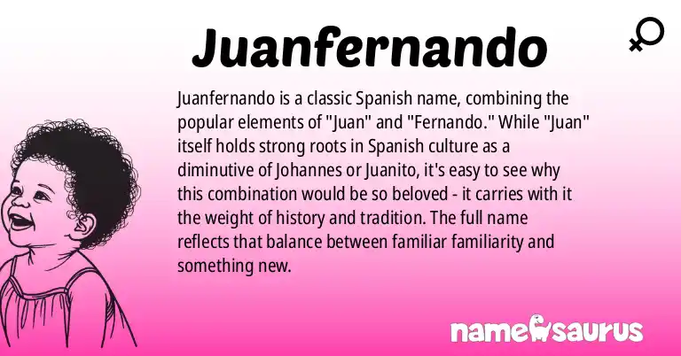 Infographic about Juanfernando name meaning, Juanfernando is a name from Spanish origin(s).