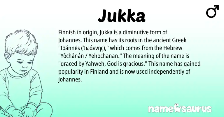 Infographic about Jukka name meaning, Jukka is a name from Finnish, Hebrew, Greek origin(s).