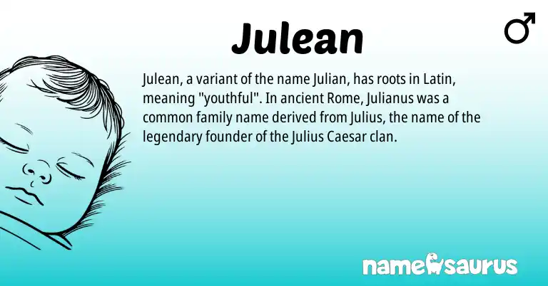 Infographic about Julean name meaning, Julean is a name from Latin origin(s).