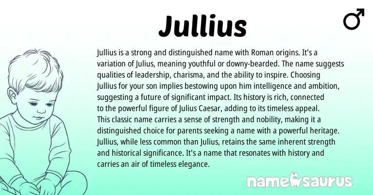 Infographic about Jullius name meaning, Jullius is a name from Latin, Roman origin(s).