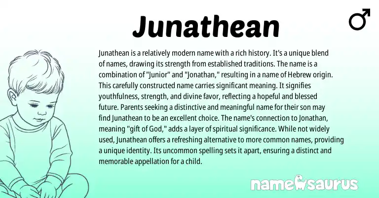 Infographic about Junathean name meaning, Junathean is a name from Hebrew origin(s).