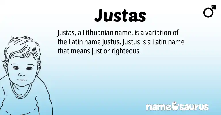 Infographic about Justas name meaning, Justas is a name from Lithuanian, Latin origin(s).