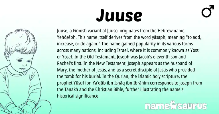 Infographic about Juuse name meaning, Juuse is a name from Finnish, Hebrew origin(s).