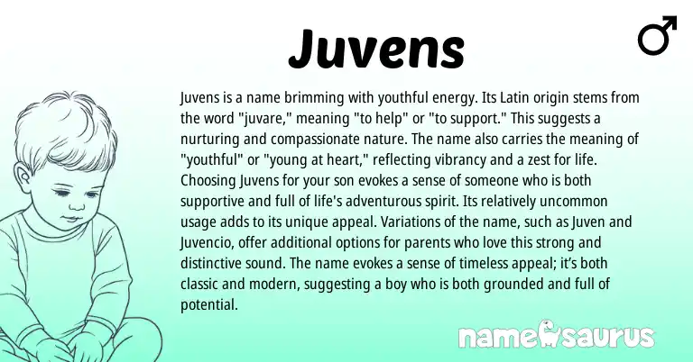 Infographic about Juvens name meaning, Juvens is a name from Latin origin(s).