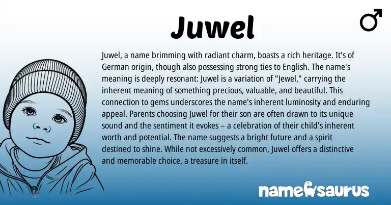 Infographic about Juwel name meaning, Juwel is a name from Germanic origin(s).