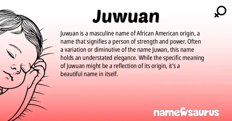 Infographic about Juwuan name meaning, Juwuan is a name from African American origin(s).