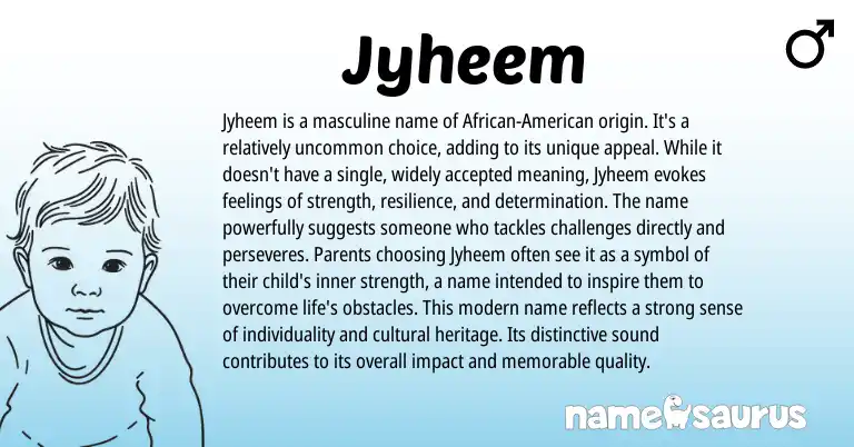 Infographic about Jyheem name meaning, Jyheem is a name from American, African origin(s).