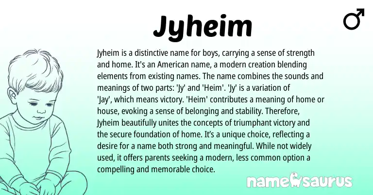 Infographic about Jyheim name meaning, Jyheim is a name from American origin(s).