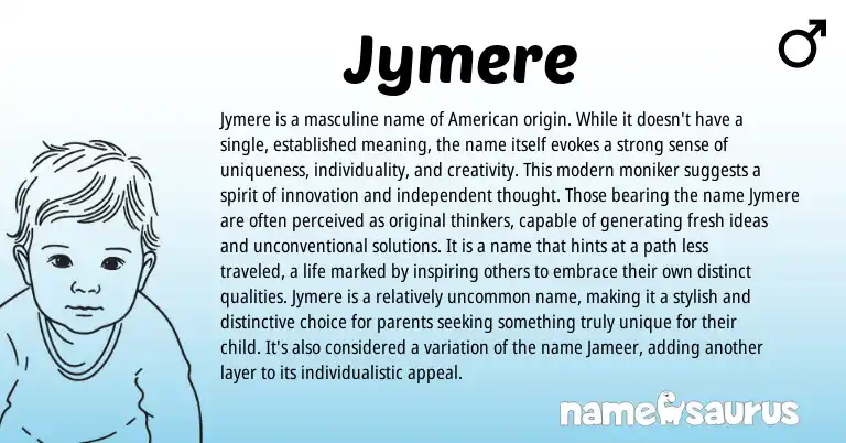 Infographic about Jymere name meaning, Jymere is a name from American origin(s).
