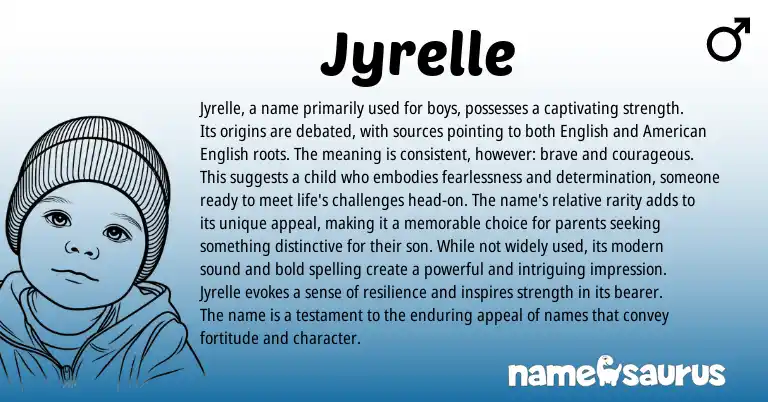 Infographic about Jyrelle name meaning, Jyrelle is a name from English origin(s).