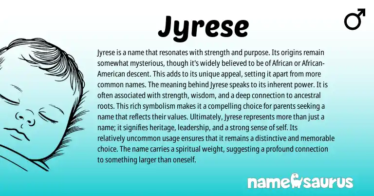 Infographic about Jyrese name meaning, Jyrese is a name from African origin(s).