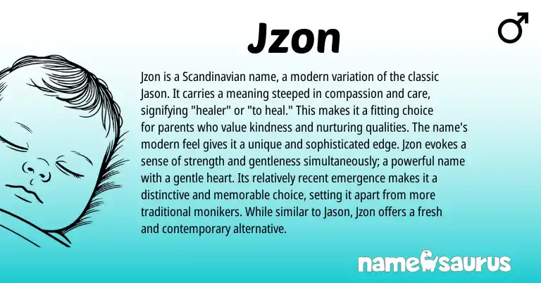 Infographic about Jzon name meaning, Jzon is a name from Scandinavian origin(s).