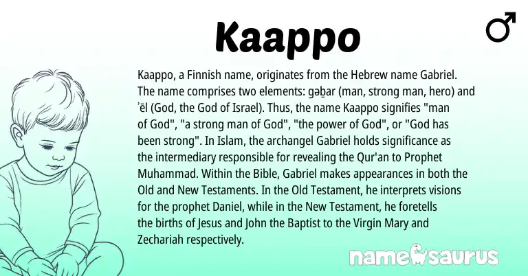 Infographic about Kaappo name meaning, Kaappo is a name from Finnish, Hebrew origin(s).