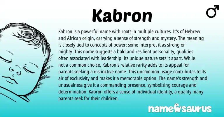 Infographic about Kabron name meaning, Kabron is a name from Hebrew origin(s).