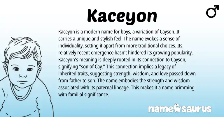 Infographic about Kaceyon name meaning, Kaceyon is a name from Other origin(s).