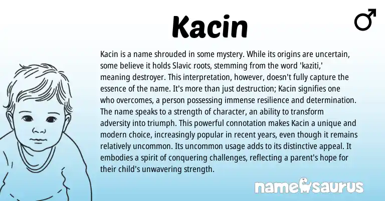 Infographic about Kacin name meaning, Kacin is a name from Slavic origin(s).